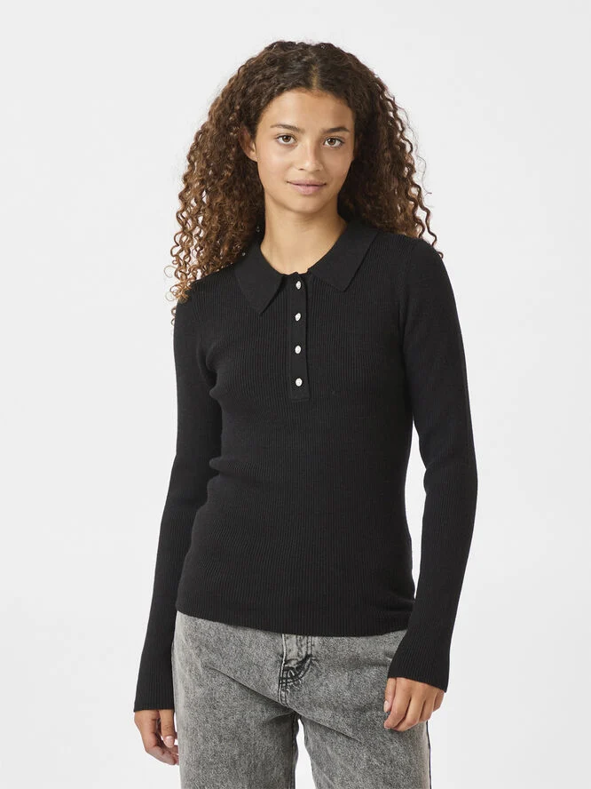 Neo Noir Panama Knit Blouse Black