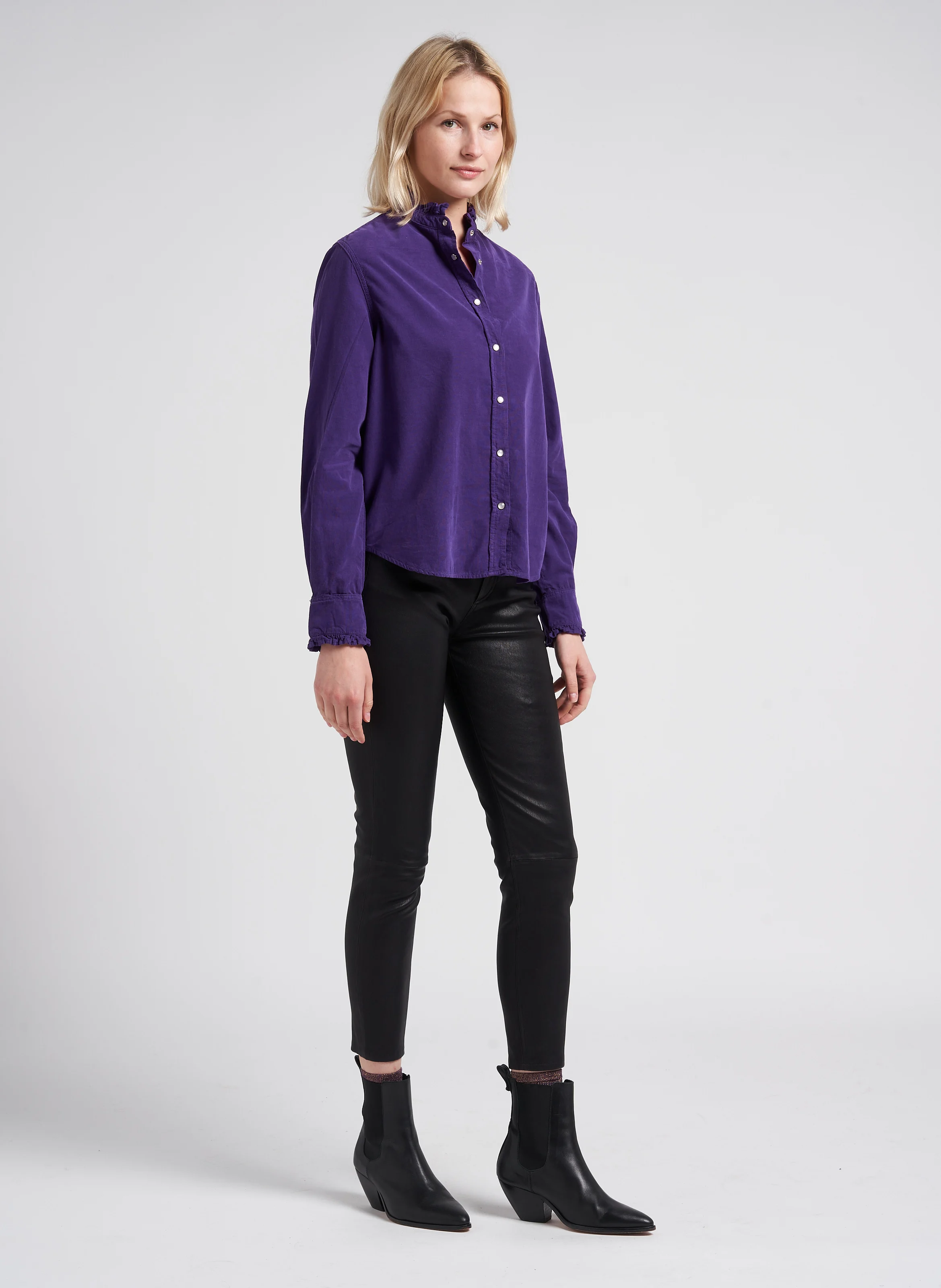 DENVER - Pantalon slim en cuir | Noir