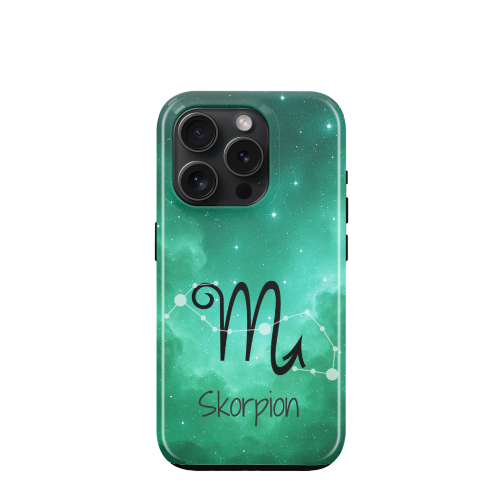 iPhone 15 Pro Hybrid (Kunststoff / Gummi) Hülle Skorpion 2 - Grün