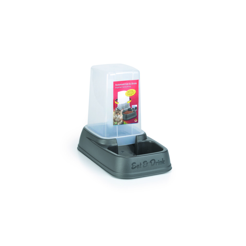 Beeztees Plastic Eet- en Drinkautomaat Antraciet33,5 x 20 x 27 cm