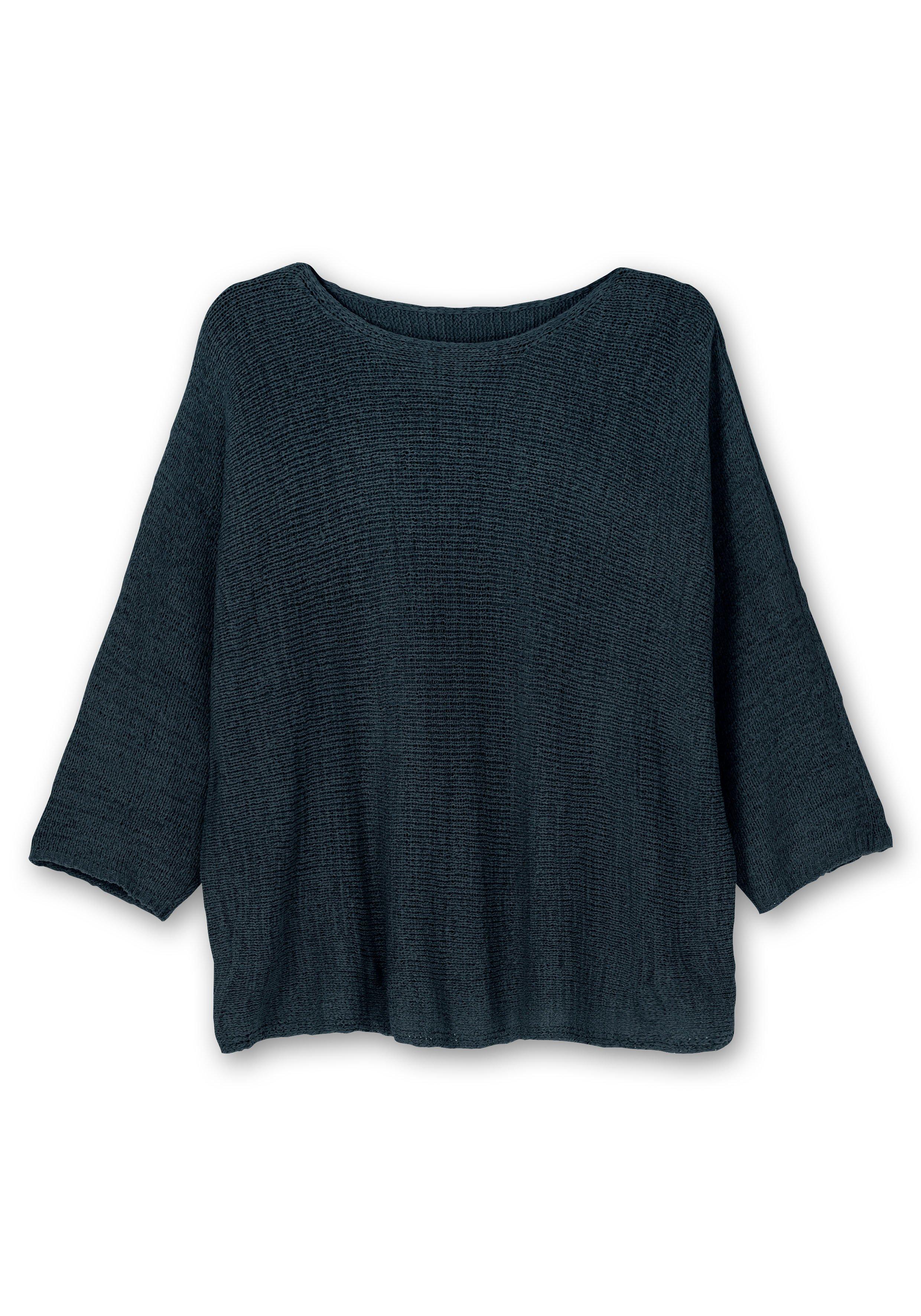 Oversized-Pullover mit 3/4-Arm, aus Bändchengarn