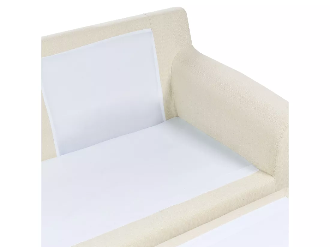 Canapé d'Angle Moderne à gauche Pieds en Bois Massif Assise Polyester Tissu Beige Elvenes