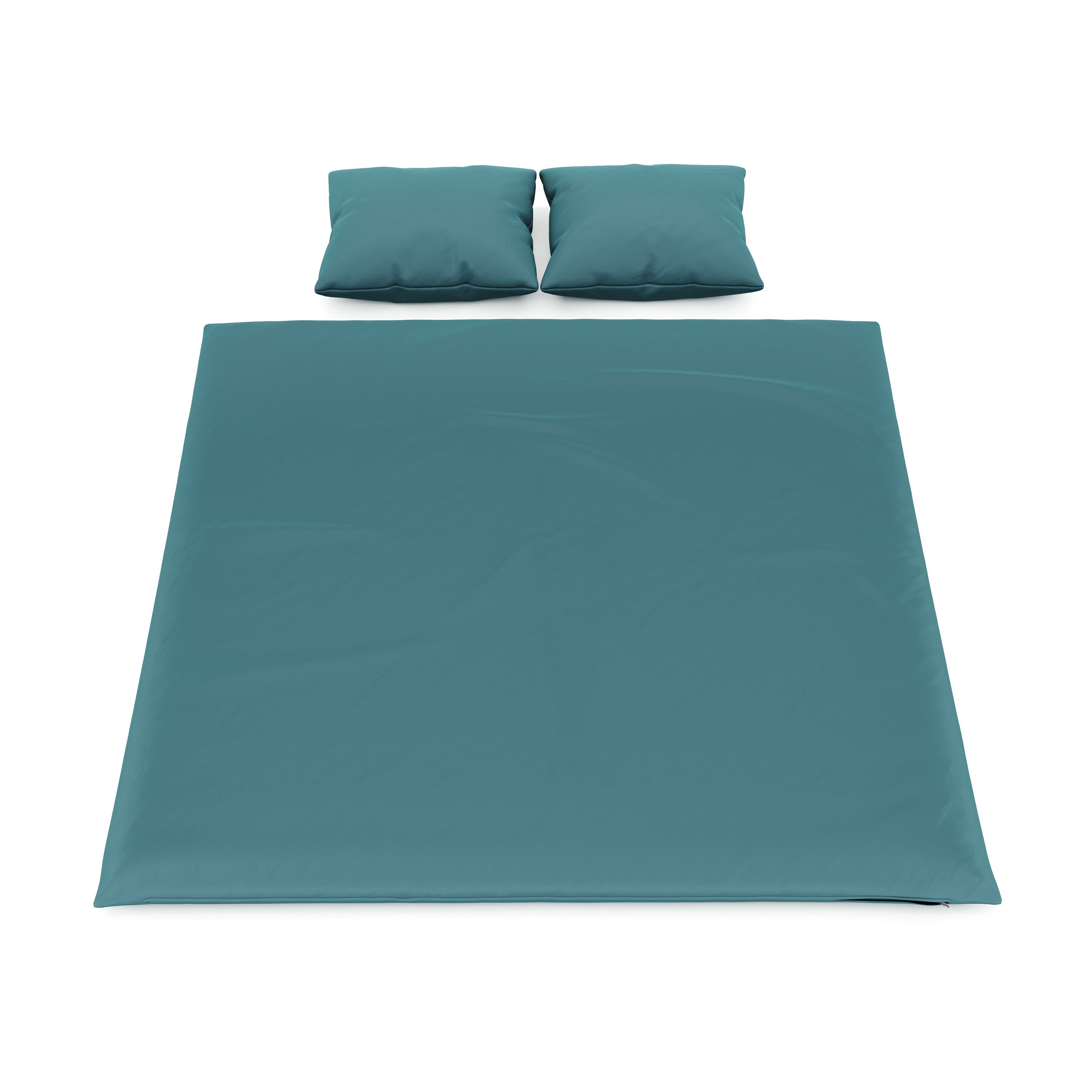 Bettwäsche 3-teilig 65 x 65 cm + 200 x 210 cm petrol