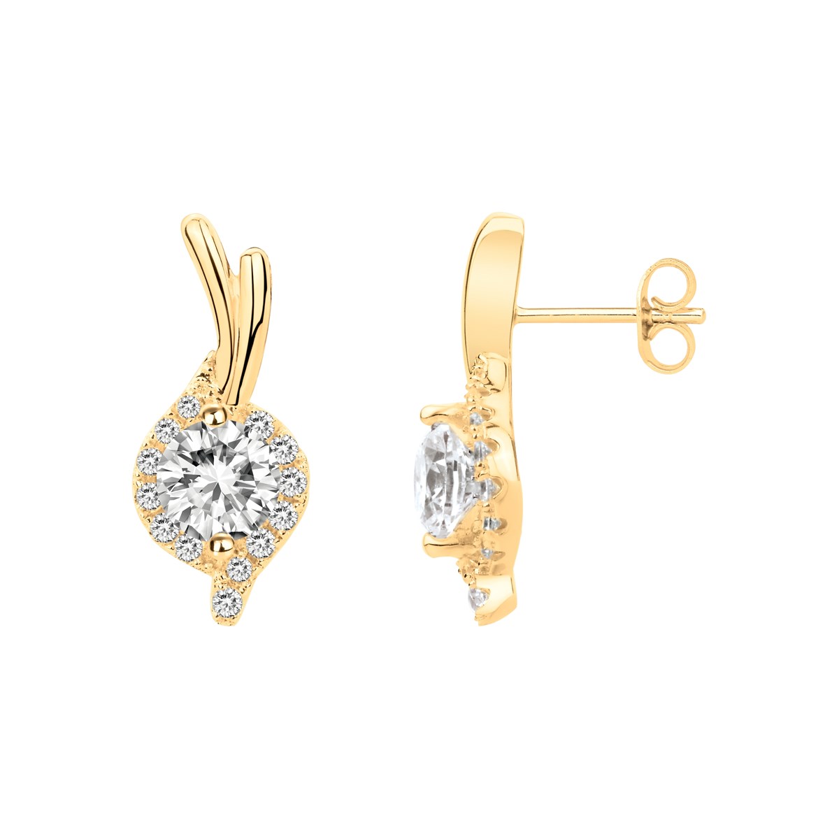 Boucles d'oreilles clous en Plaqué Or avec oxyde de zirconium blanc