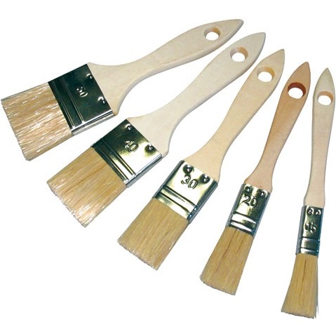 Lot de 5 pinceaux plat manche bois