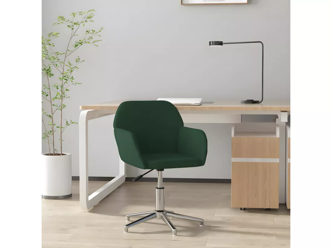 Chaise pivotante de bureau Vert foncé Tissu