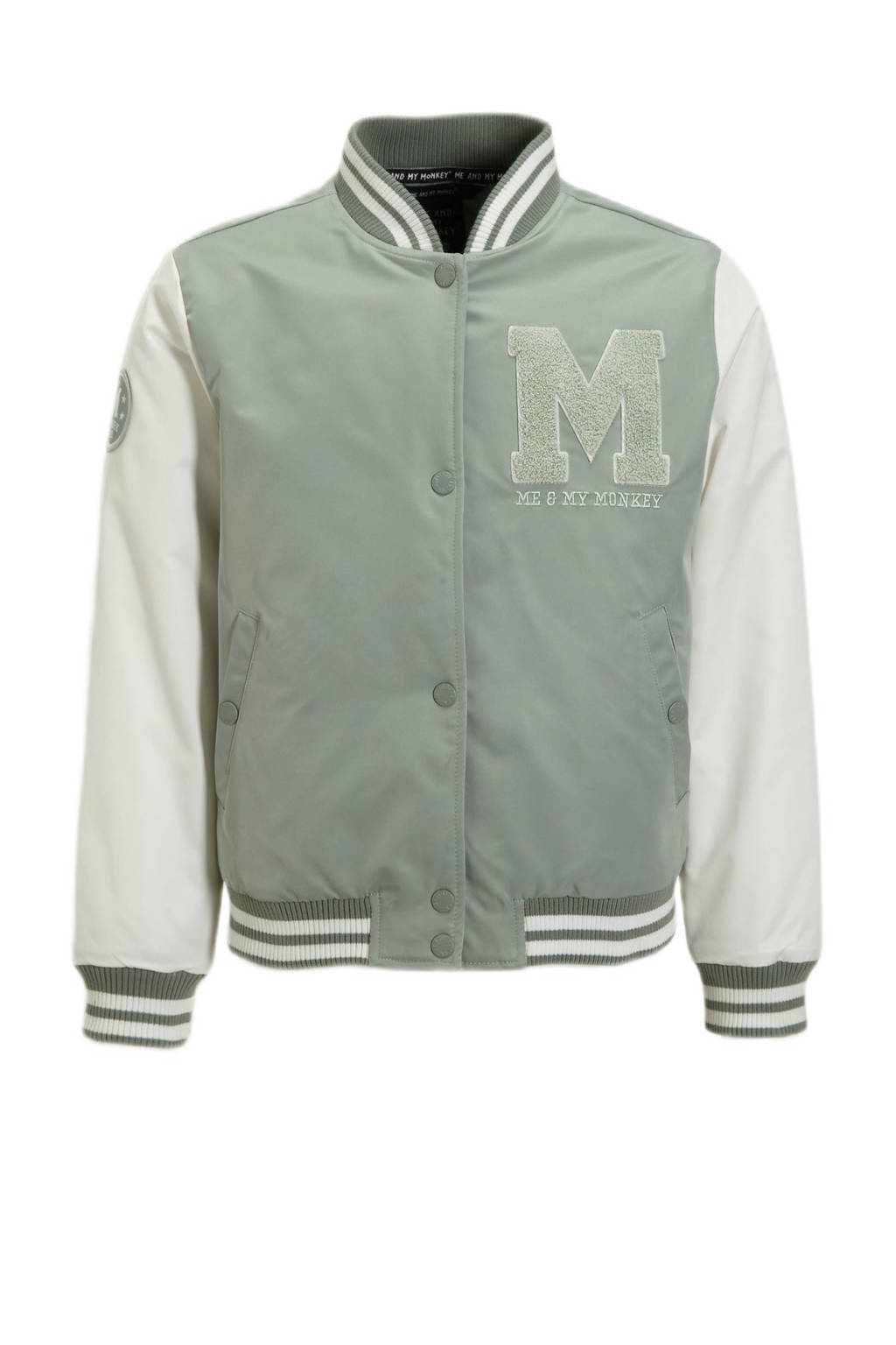 Me & My Monkey baseball jacket Parel met logo lichtgroen