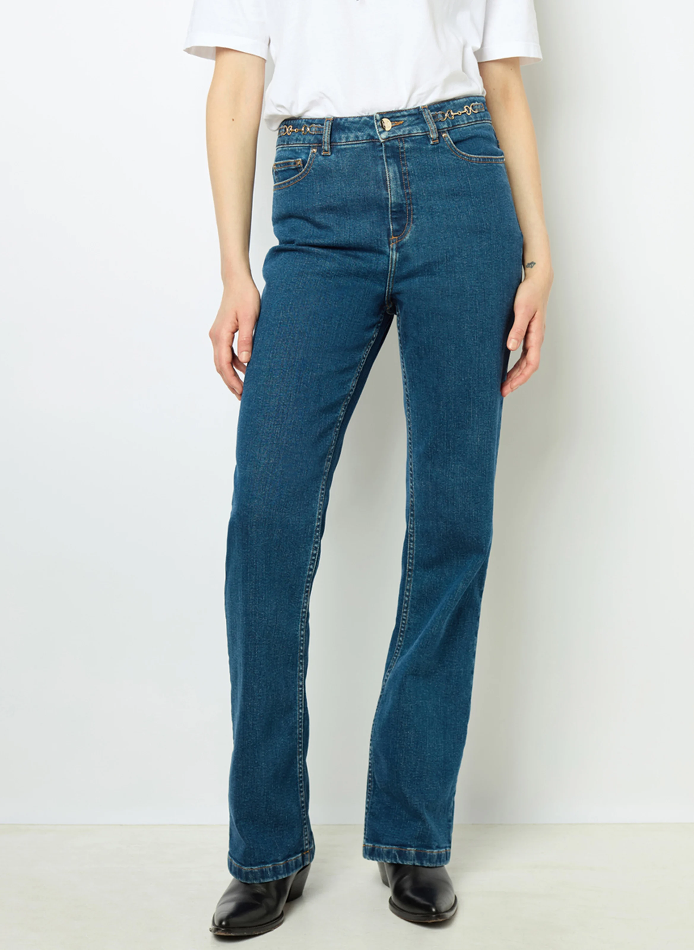 NAIADE - Jean boot-cut taille haute | Bleu