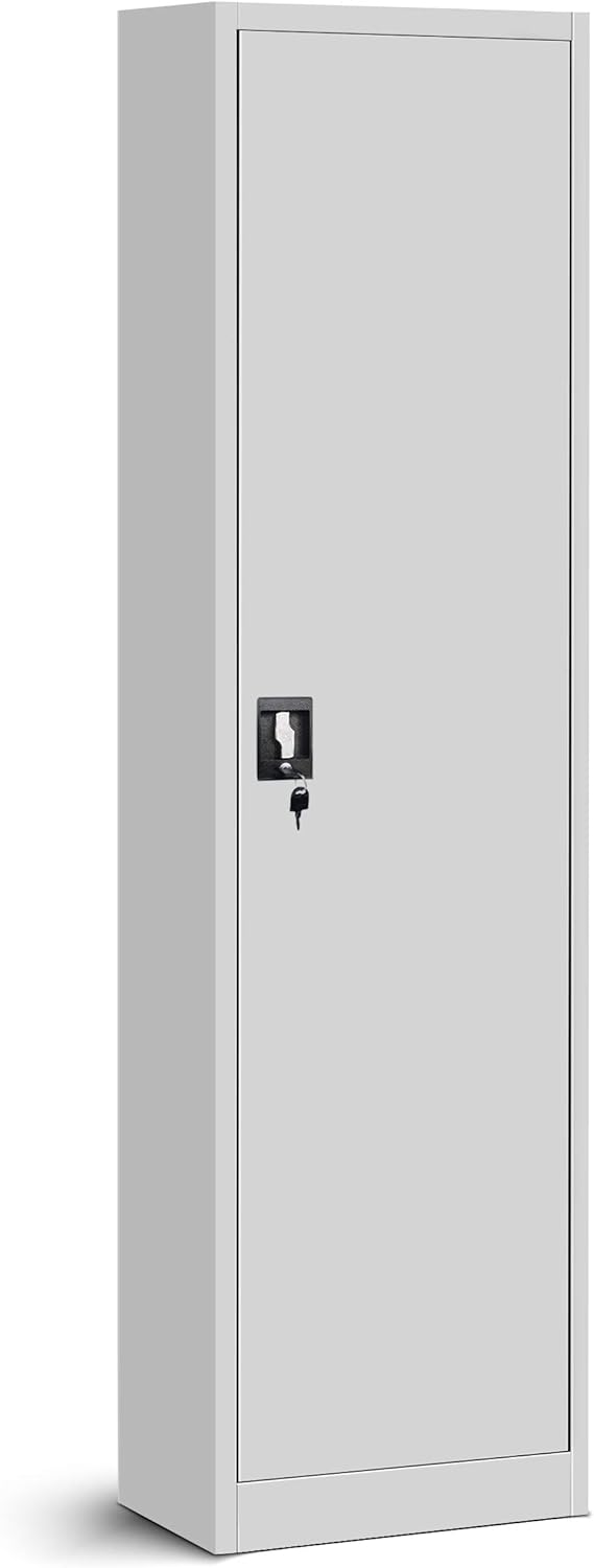 Jan Nowak Aktenschrank Büroschrank Metallschrank Lagerschrank 4 Fachböden Flügeltür Drehgriff Pulverbeschichtung Metall 185 cm x 45 cm x 40 cm (Grau)