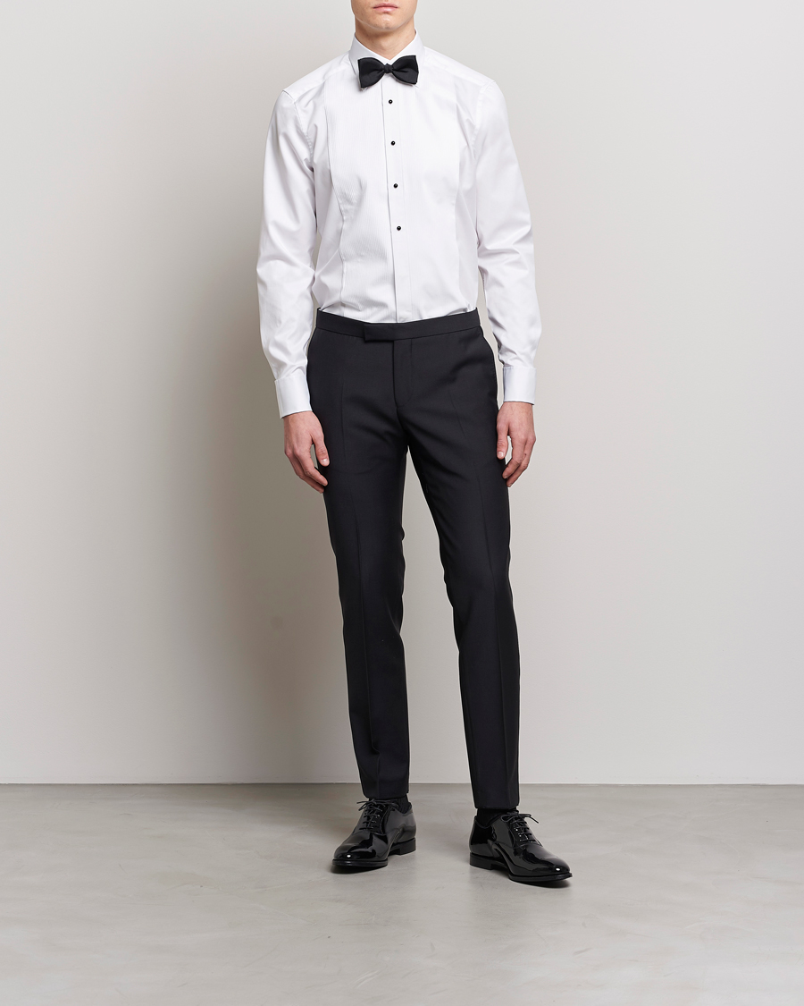 Stenströms Slimline Open Smoking Shirt White