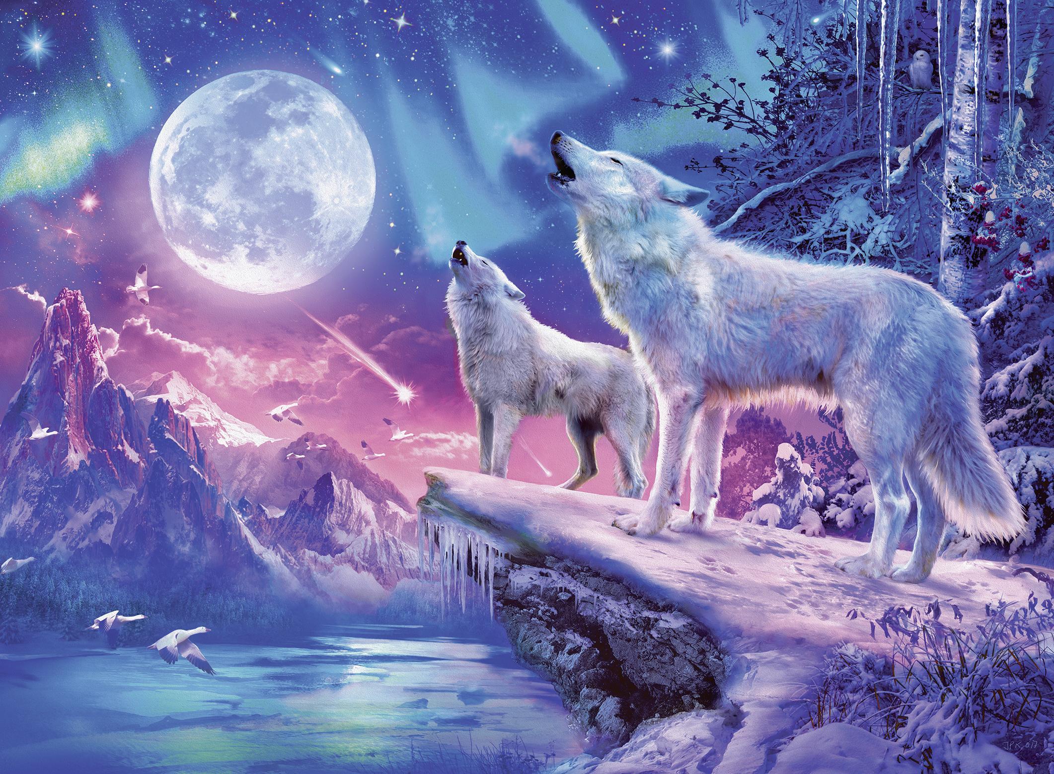 Puzzle WOLF IM NORDLICHT – GLOWS IN THE DARK 500-teilig