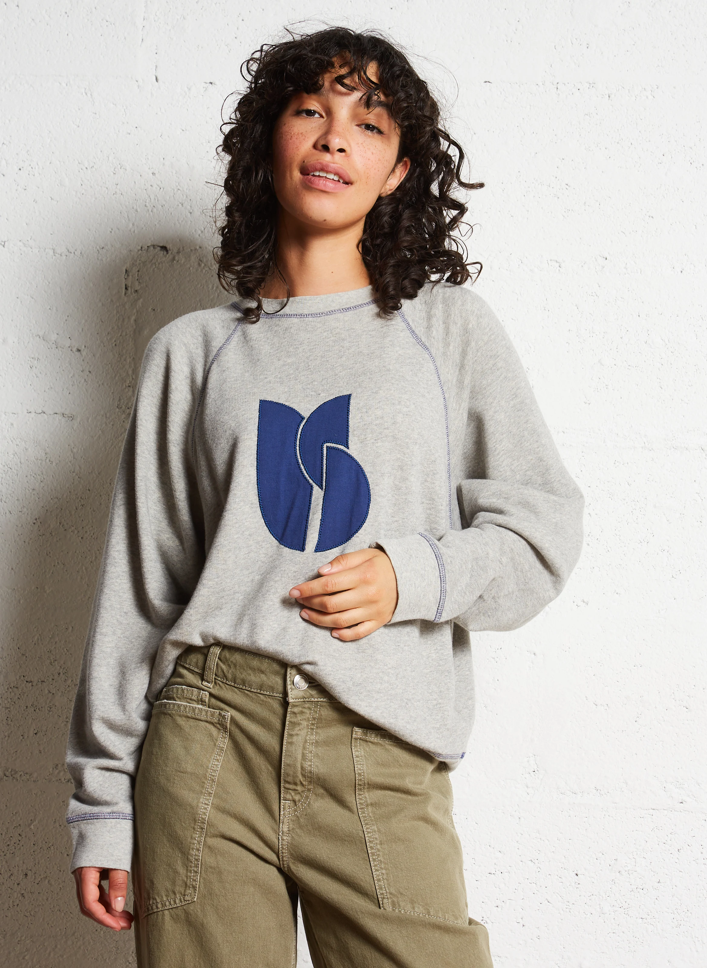 BART - Sweat oversize col rond en coton mélangé | Gris