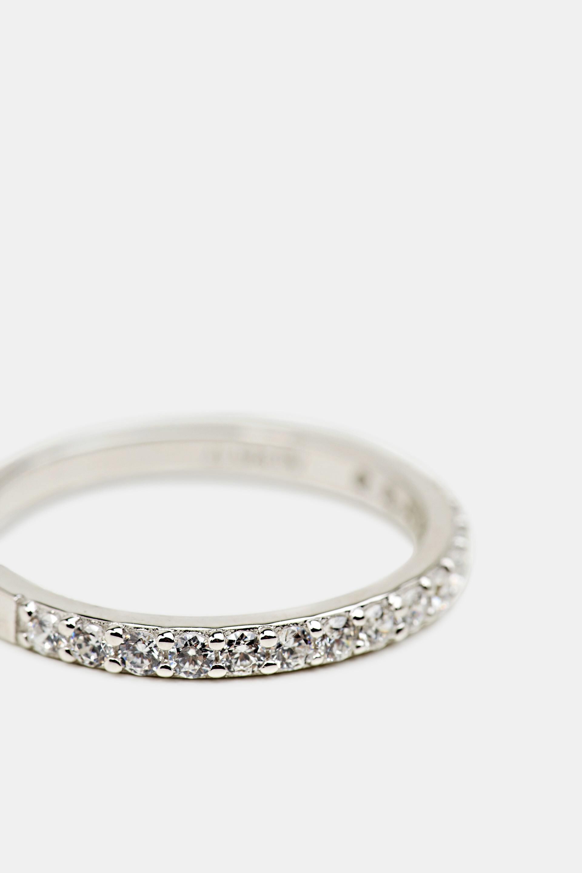 Bague sertie de zircone, argent sterling