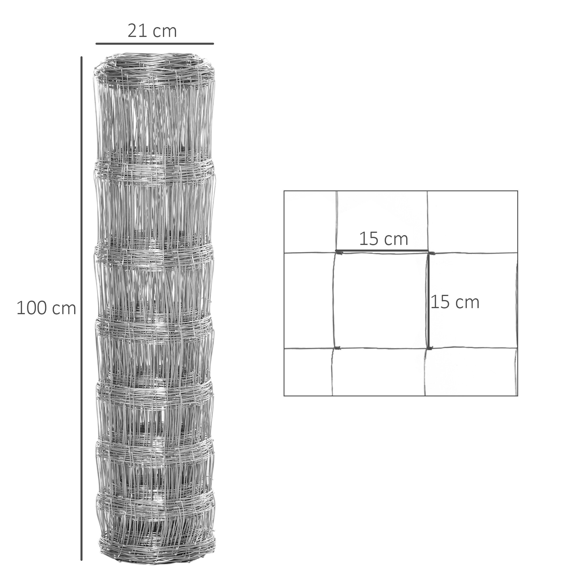 PawHut Maschendraht mit Faltbarkeitsfunktion silber 5200L x 0,25B x 100H cm