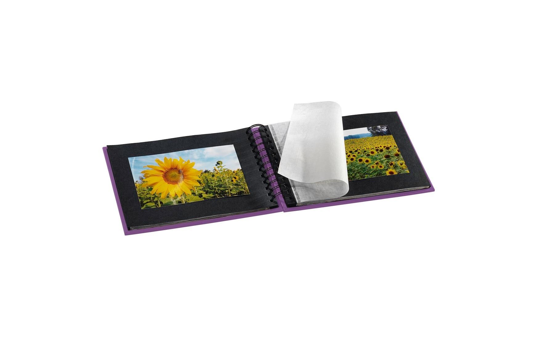 Fotoalbum Fine Art 24 x 17 cm Lila, 50 schwarze SeitenPlatzsparendes Album