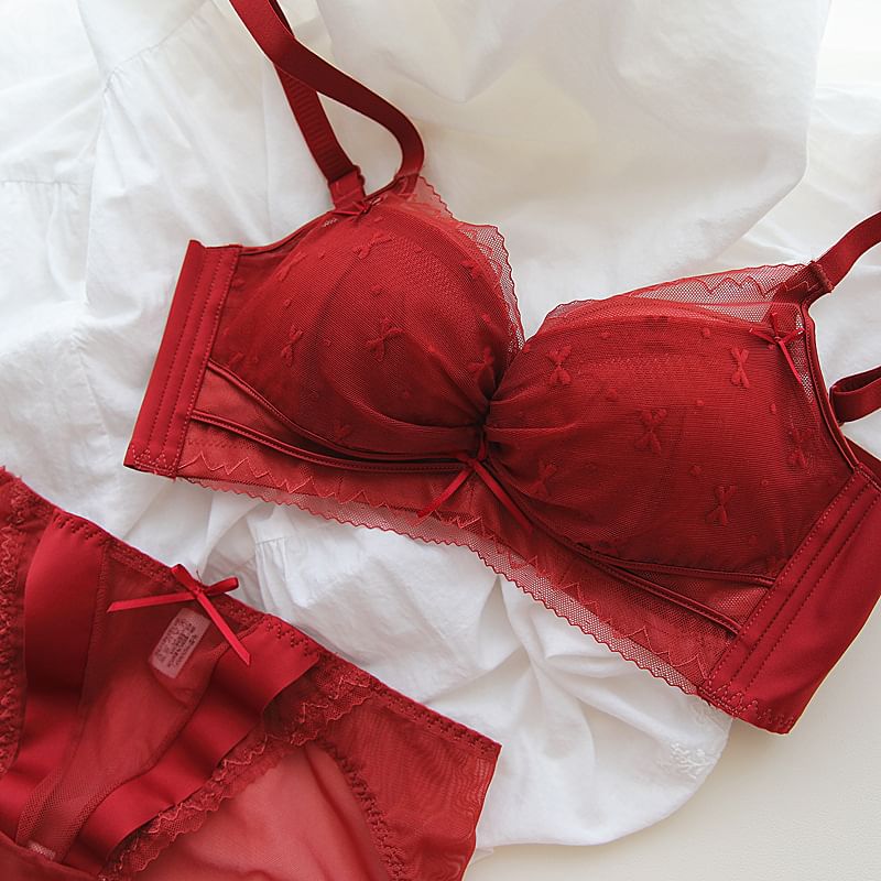 Nabla - Beha/slip/set met strikprint en kant