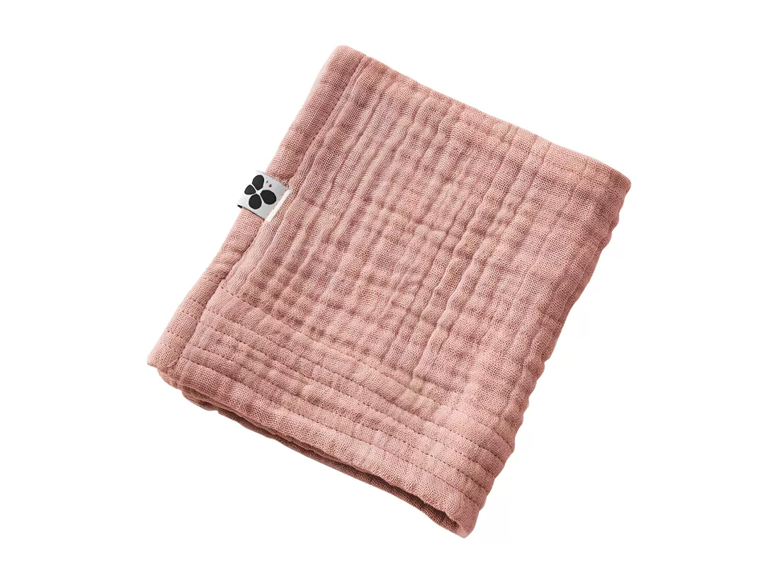 OUREA - Serviette Invité 30x50cm Gaze de Coton Rose pêche