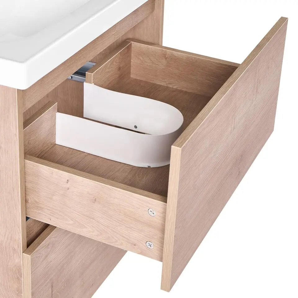 LAGOA - Wandgemonteerd meubel met wasbak - Lichtbruin - 60 cm - MDF