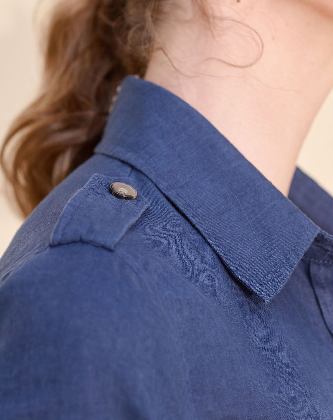 Caroll Veste Saharienne 100% Lin Max indigo