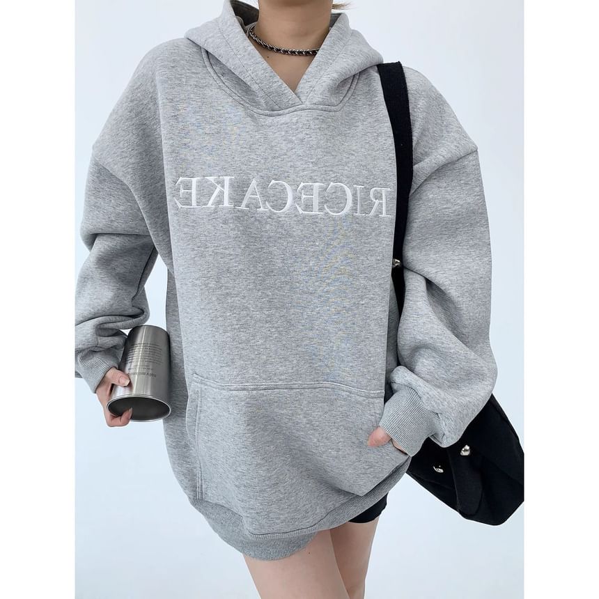 Cafamo - Fleecegevoerde hoodie met bloemenborduursel