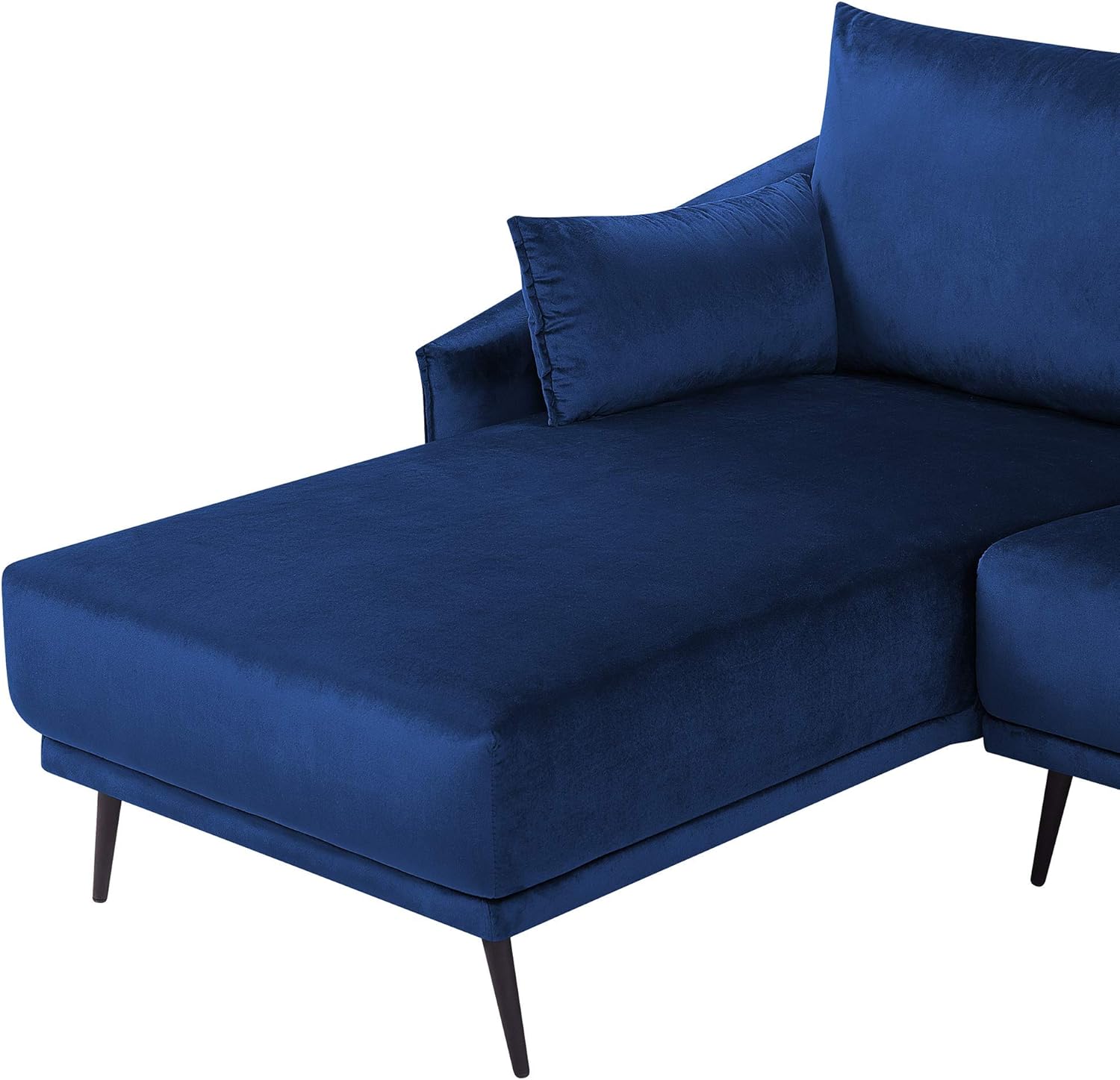 Beliani 3-Sitzer Ecksofa Samt Marine blau Sofa mit Kissen Chaiselongue rechts Varde