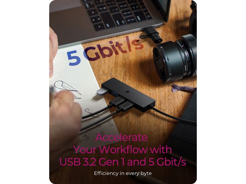 ICY BOX USB-Hub IB-HUB1424-C3 4-Port 4-Port Hub mit USB Type-C und Type-A Host-Anschluss