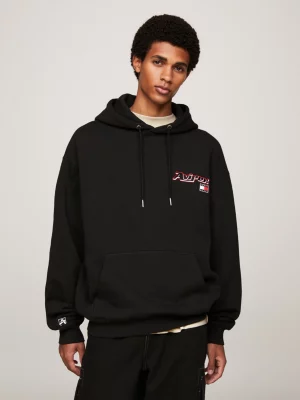 Tommy x Avirex Moletom com Capuz e Logo Traseiro de Gênero Duplo