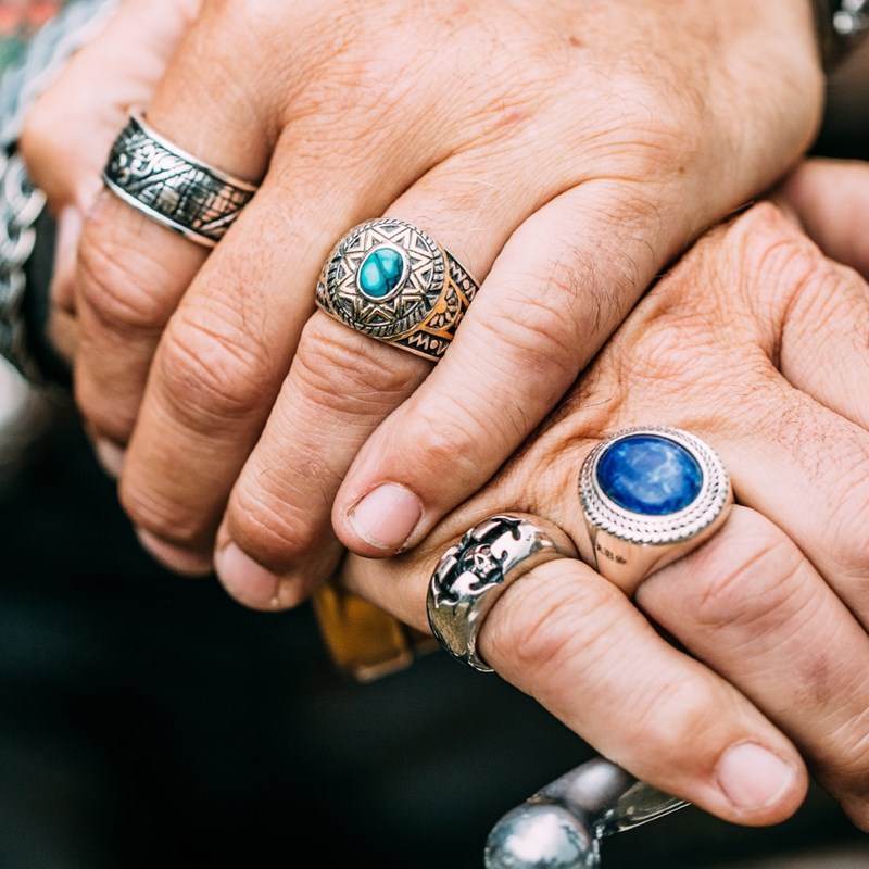 Bague Homme Argent Lapis Bouddha
