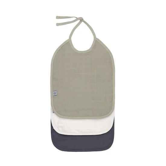 Lot de 3 bavoirs medium en mousseline   Olive, blanc cassé, bleu marine        de               Lässig