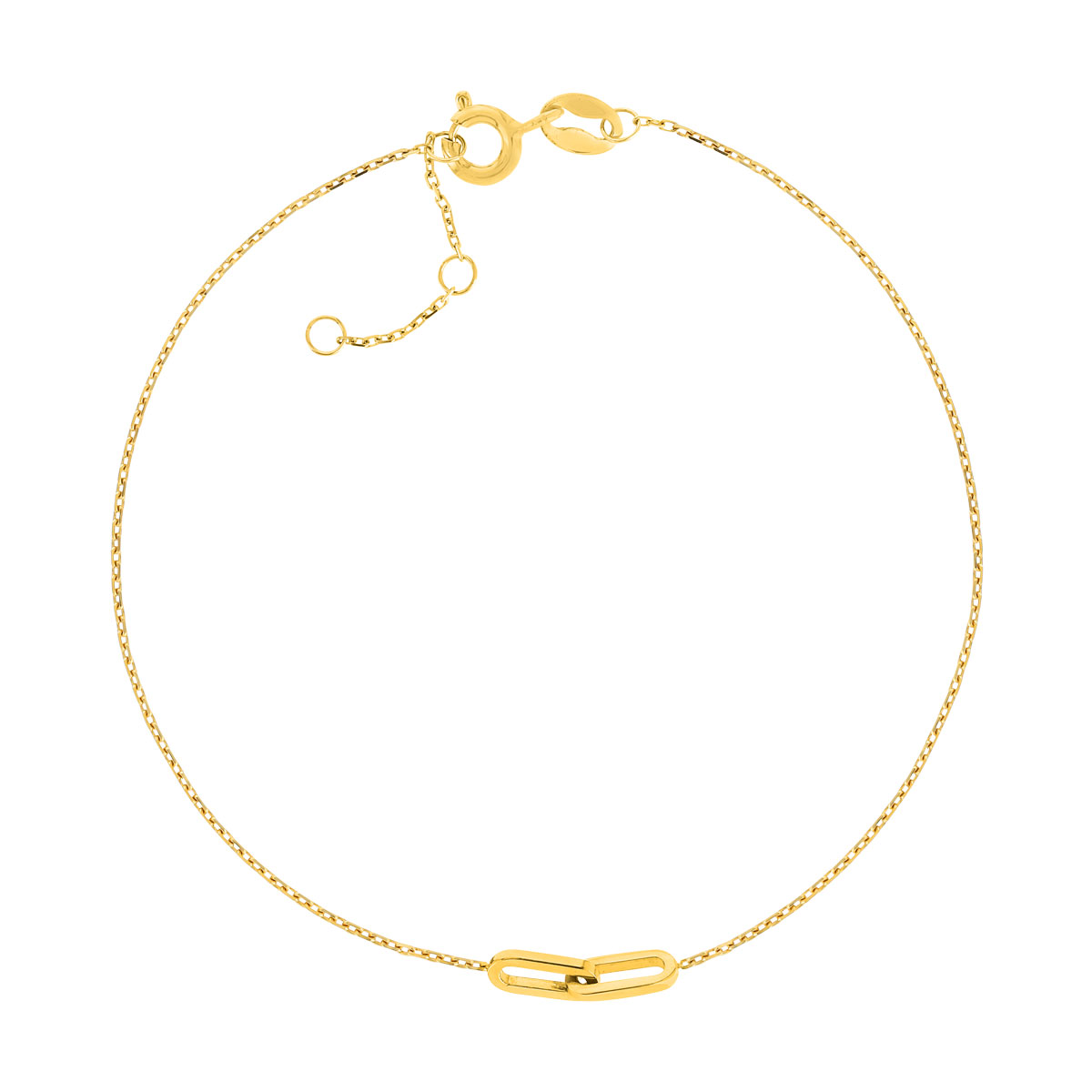 Bracelet or jaune 375, 2 maillons entremêlés ovales. Longueur 19 cm.