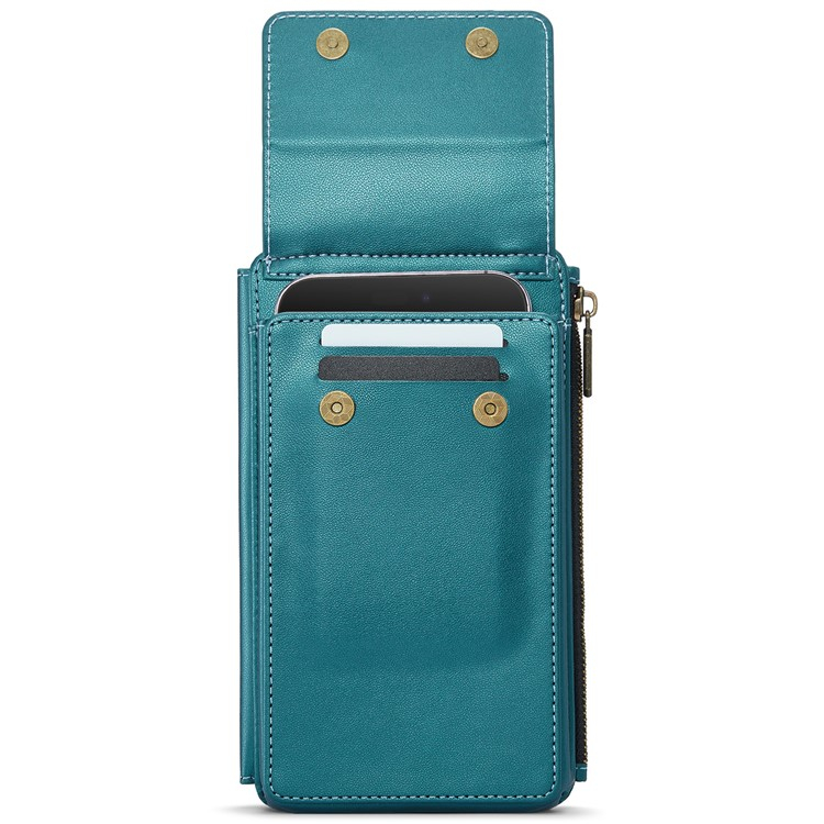 (17x10x3cm) Universal Handy Leder Umhängetasche Portemonnaie Fashion Crossbody Bag (RFID Schutz) - Petrol