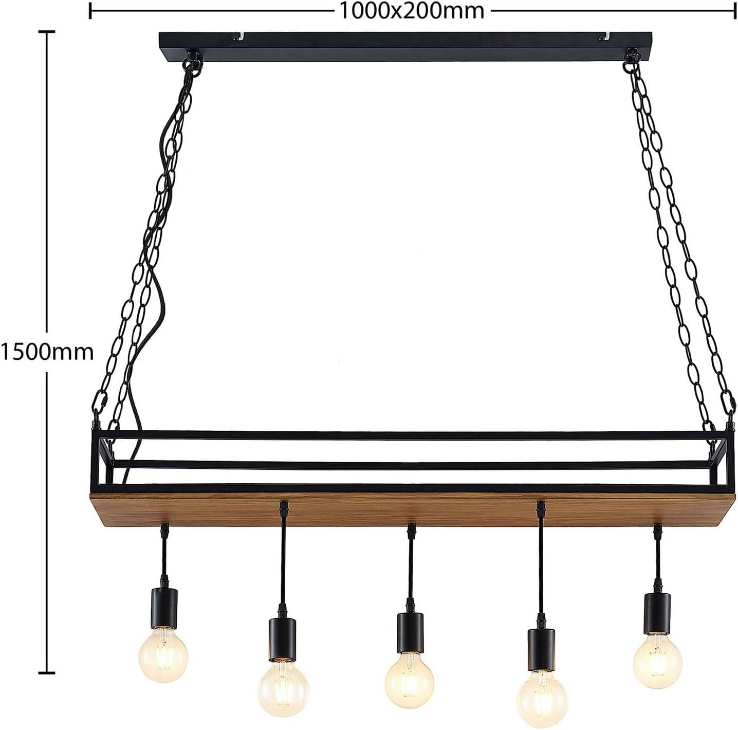 Lindby Esstisch Pendelleuchte mit Ablagefläche, Käfig Hängelampe Lampe Wohnzimmer 5x E27 max. 15W ohne Leuchtmittel Kronleuchter Esszimmerlampe
