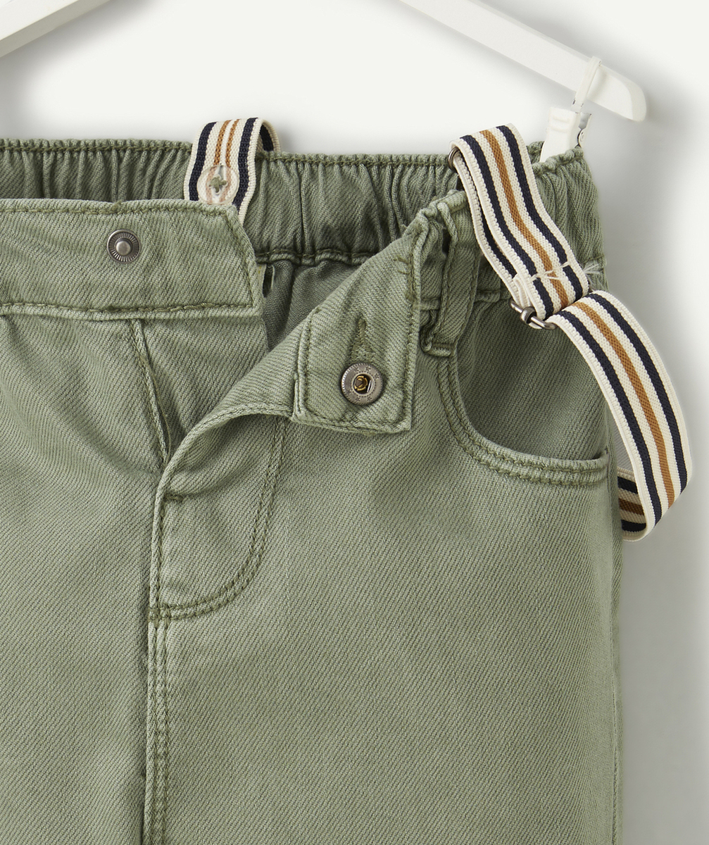 PANTALON BÉBÉ GARÇON EN FIBRES RECYCLÉES VERT AVEC BRETELLES