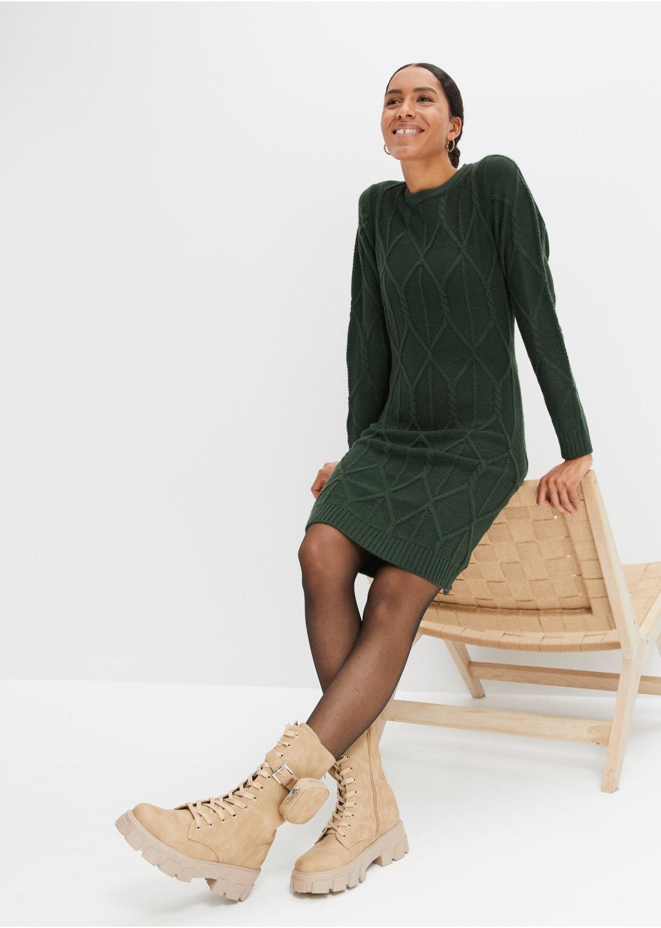 Robe en maille à motif torsadé