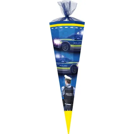 Nestler Schultüte Polizei eckig, 50 cm, Tüll/Posa blau