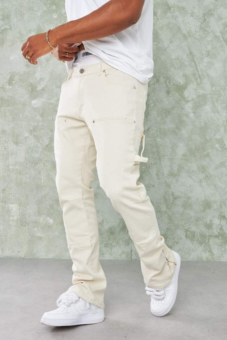 Jean beige à empiècement