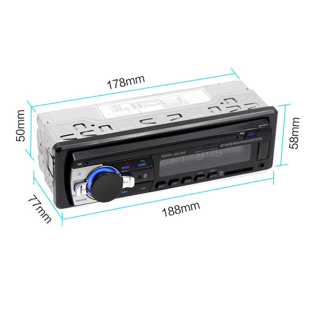 (187x57mm) Digitales Auto Radio FM Audio Transmitter Bluetooth MP3 Player mit SD Karten Slot - Schwarz / Silber
