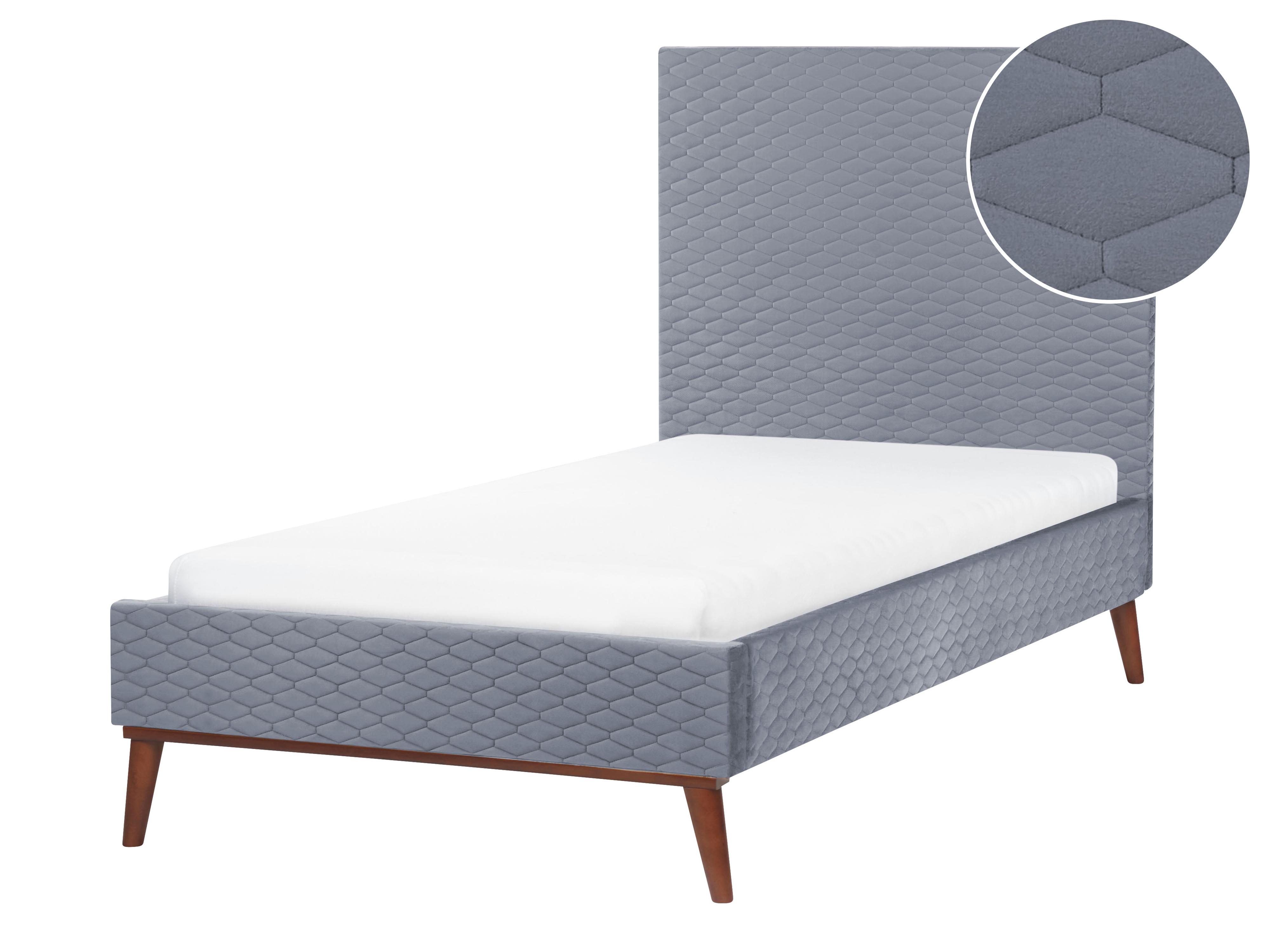 Bed Fluweel BAYONNE 90 x 200 cm Grijs