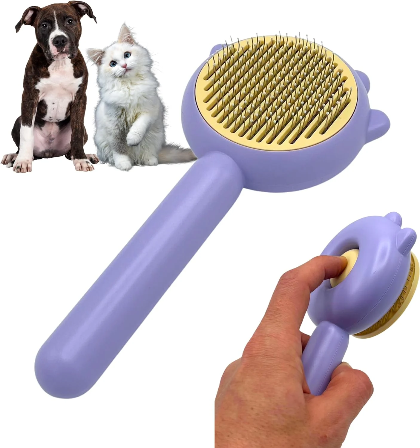 Escova removedora de pelos de animais de estimação THE ATTIC PETS para cães. Escova para gatos. Removedor de pelos de animais de estimação. Pente para cães. Limpeza fácil e rápida. Desembaraçador de pelos de cães. Escova removedora de pelos de animais de