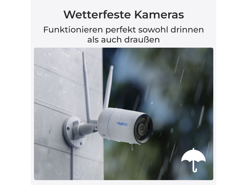 Reolink Überwachungsset NVS12-8 MB4W 4K WiFi inkl. 4 Kamera 12-Kanal 4K Wifi Überwachungskamerasystem 24/7 inkl. 4x 8MP Wifi Kameras mit hochauflösender Nachtsicht