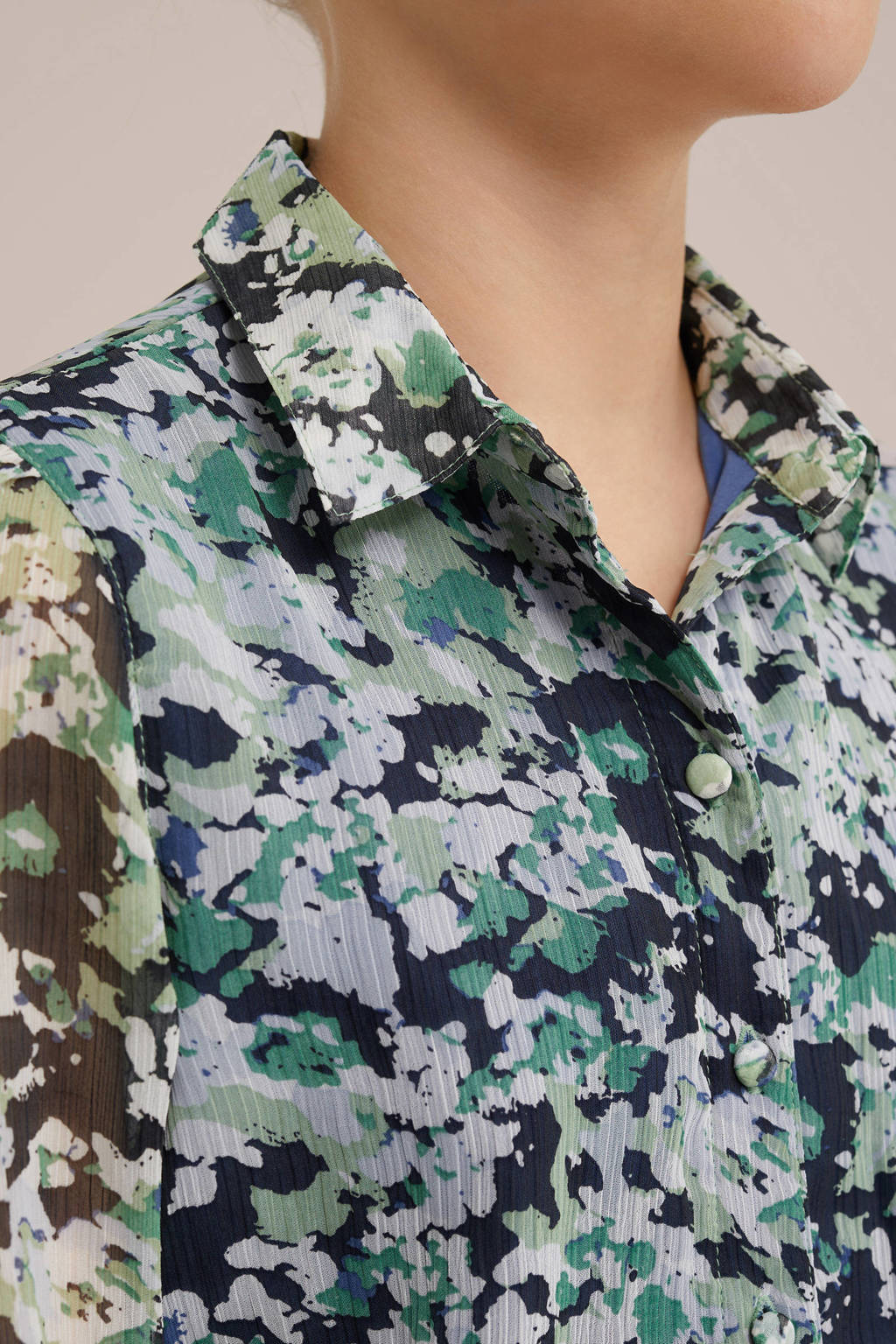 WE Fashion gebloemde jurk groen/multicolor