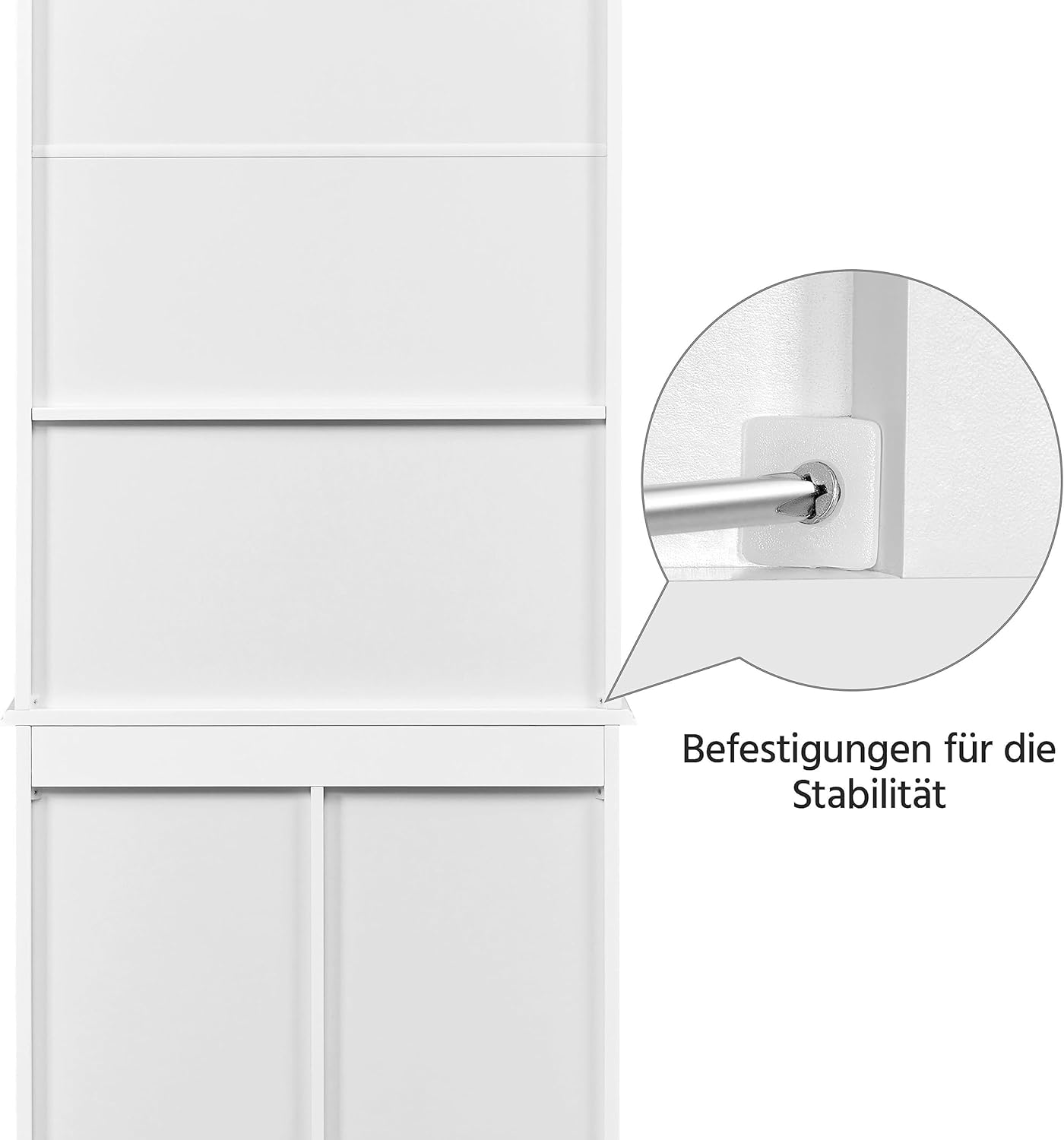 Yaheetech Badezimmerschrank Hochschrank Badschrank Küchenschrank mit Glastüren & Ablagefach Aufbewahrungsschrank Badkommode mit 4 Schubladen und verstellbarem Einlegeboden, 63x30x165,5 cm