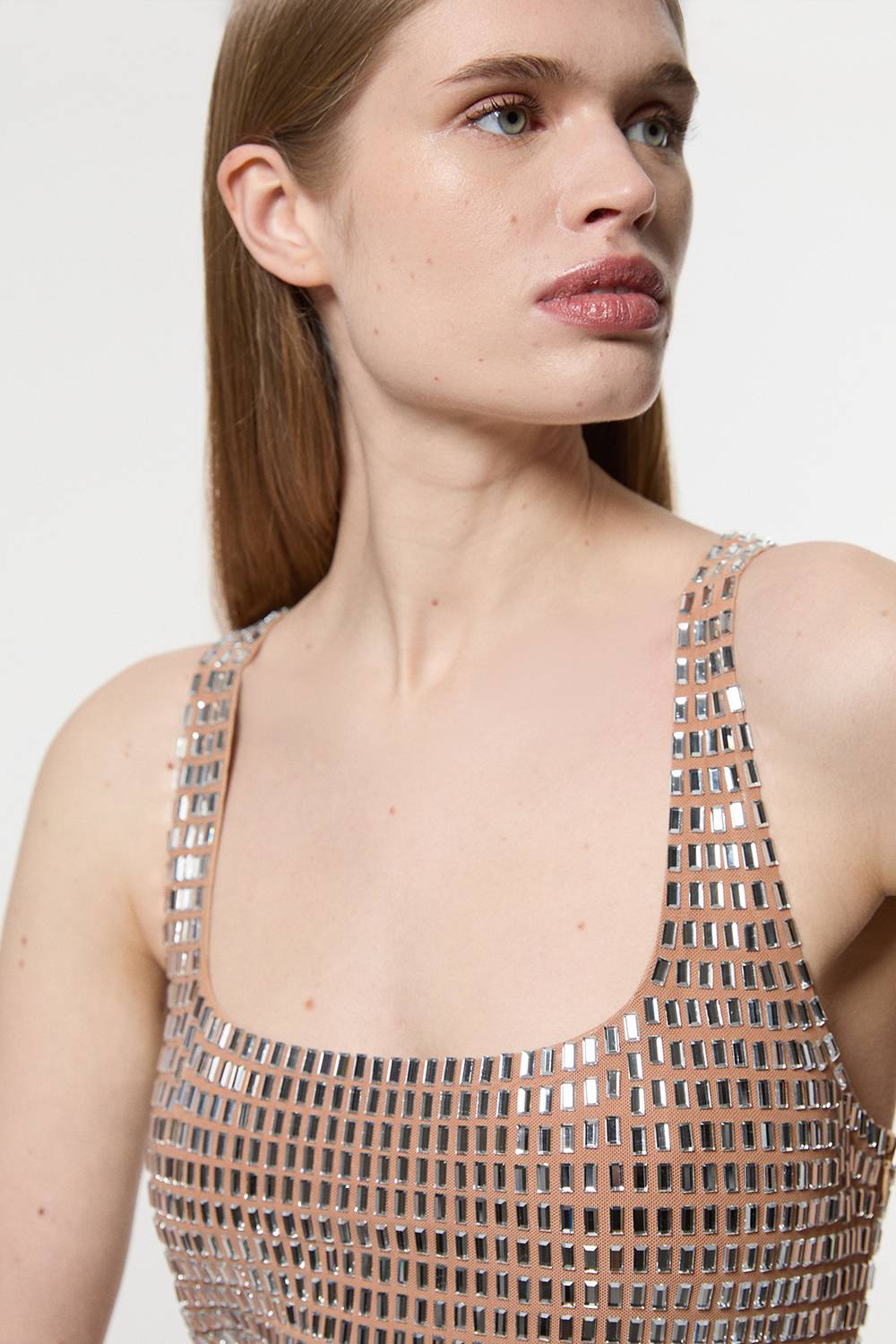 KarenMillen Robe Midi en Jersey Embelli de Cristaux Premium