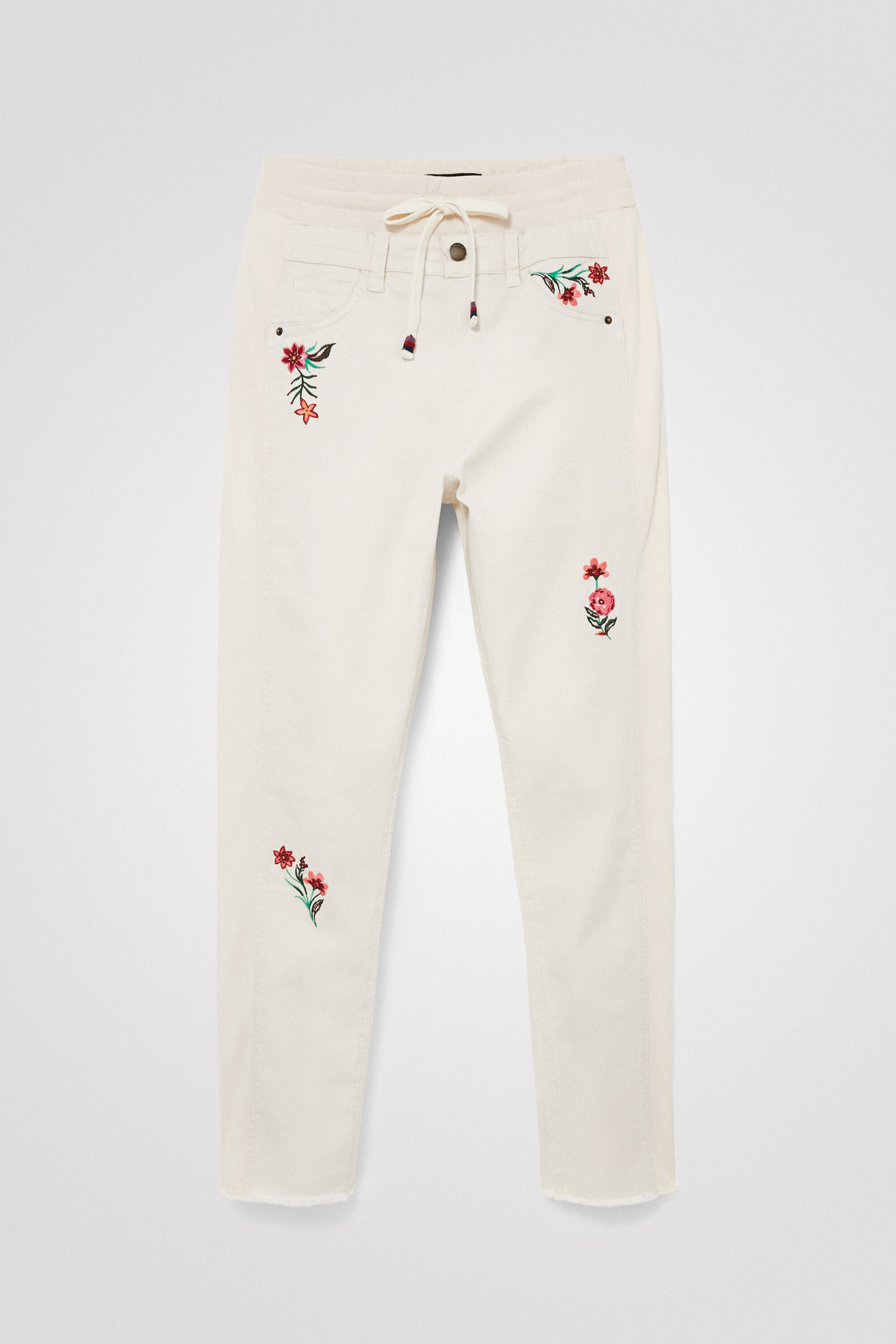 Jogging-jean à fleurs
