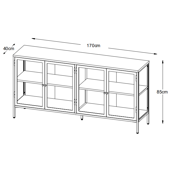 Nordic Home - Ragnar dressoir - 170 cm - zwart