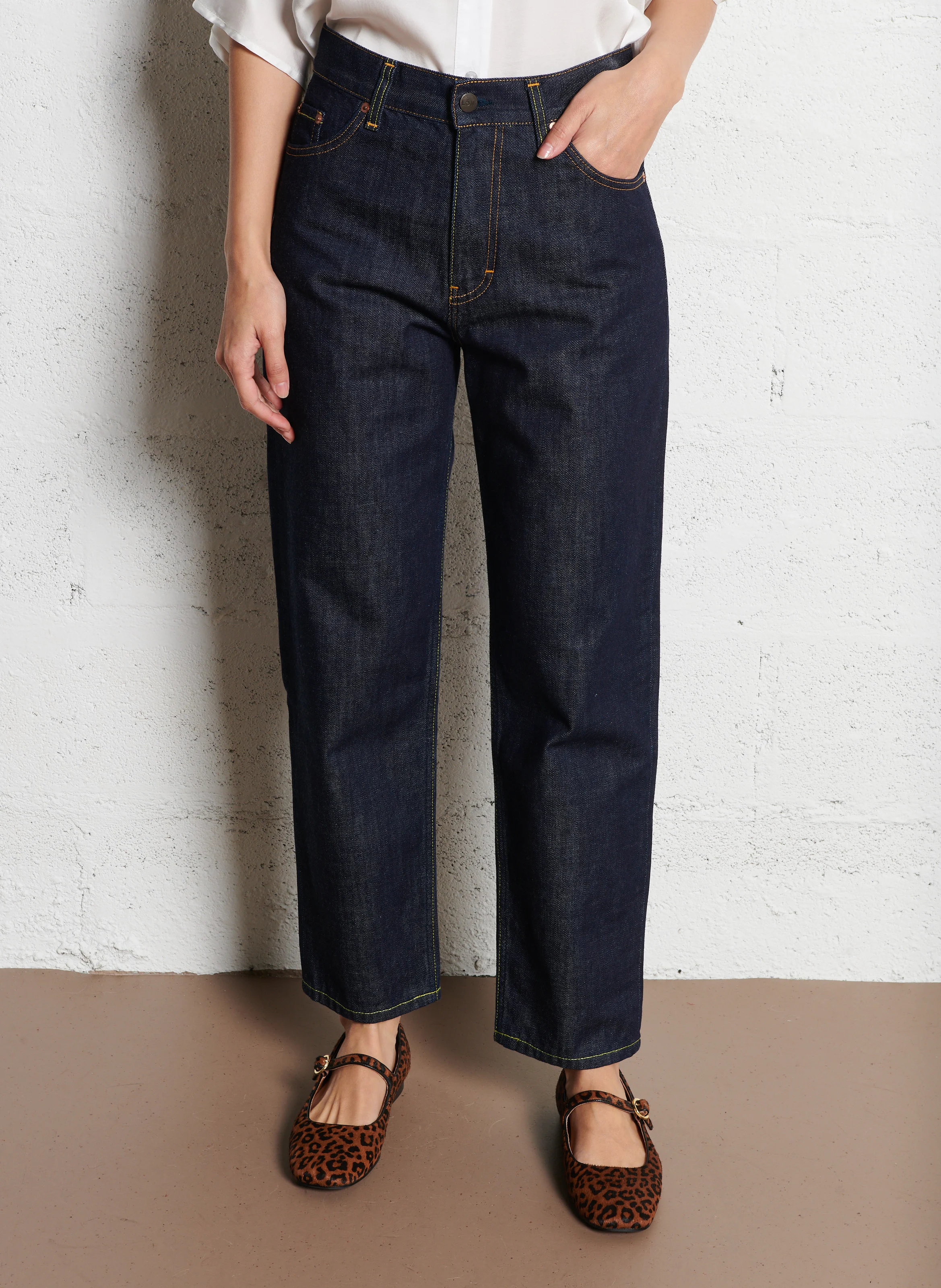 SPARK - Jean boyfriend taille haute en coton | Bleu