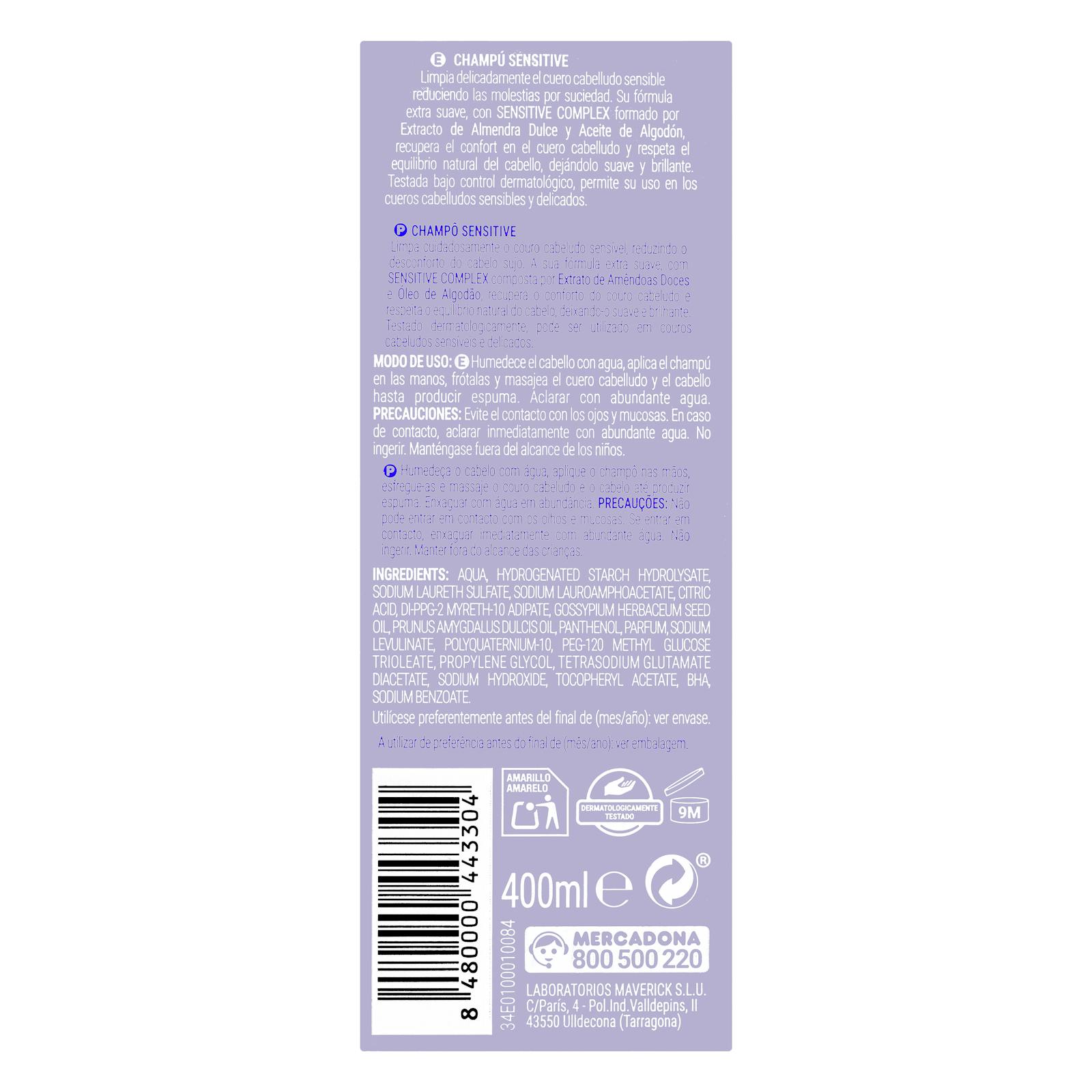 Shampoing Dermo Sensitive Deliplus pour cuir chevelu sensible