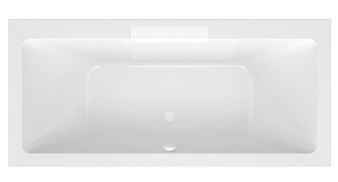 Polysan Monolith Cascata half vrijstaand bad met witte waterval uitloop 185x85cm
