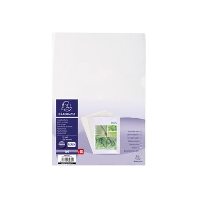 Exacompta - 10 Pochettes coin lisses - A4 - 13/100 - cristal translucide
