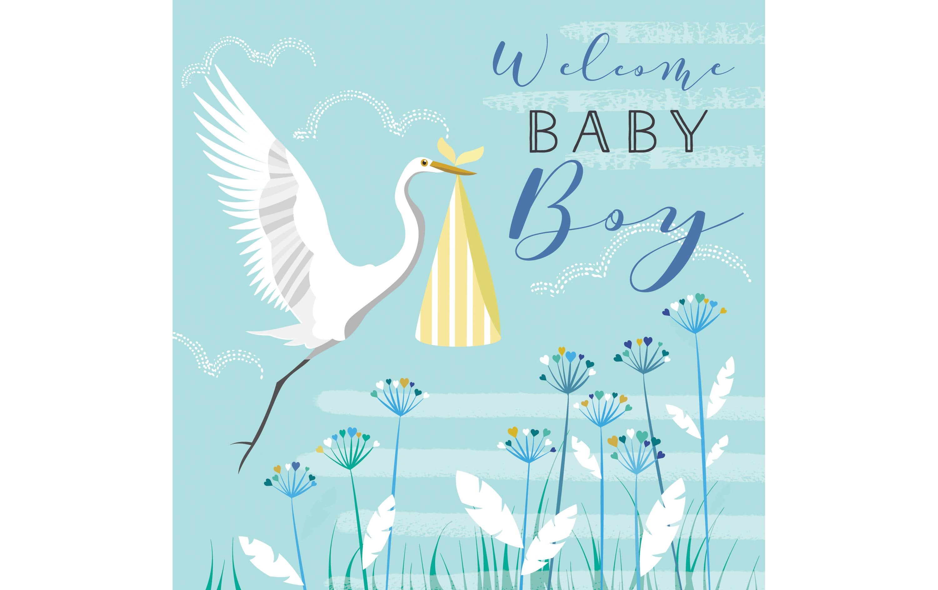 Glückwunschkarte Welcome Baby Boy 16 x 16 cmGrusskarte zur Geburt